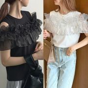 2026年早春新作  気質　ファッション　ins風　トップス 短袖 フリル Tシャツ