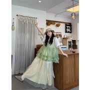 今季マストバイ   早春新作  キャミソール+半袖  インナー トップス + チュールスカート セットアップ
