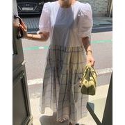 2026年早春新作  気質　レトロ カジュアル 切替チェック柄 夏用ワンピース