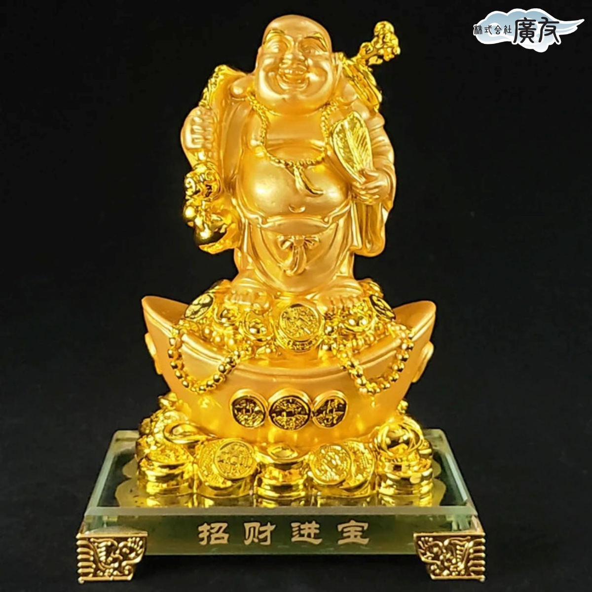 風水 布袋様 金運アップ 七福神  ハッピーブッダ happy buddha statue(招財進宝布袋金色13番)