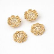 12mm キャップパーツ ビーズキャップ 花座 ゴールドカラー アクセサリーパーツ