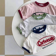 2026夏※シンプル カジュアル 半袖 アルファベットTシャツ 配色 英字トップス