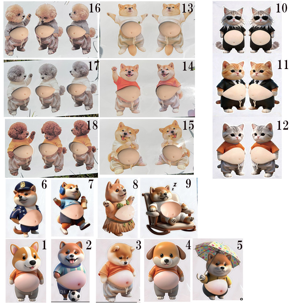 柴犬 ぷにぷにシール お腹ぷにぷに 3D柔らかいお腹ッカー おしりシール