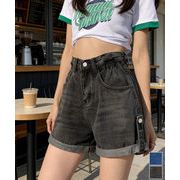 【日本倉庫即納】 ロールアップ デニムショートパンツ 美脚