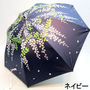 【晴雨兼用】【長傘】UVカット&遮光率99.99％以上！UPF50+・ウィステリア柄晴雨兼用手開き傘