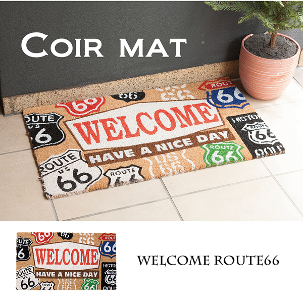 【NEW】玄関マット レクト★コイヤーマット★WELCOME ROUTE66