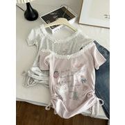 2026春夏新作 レディース 女 半袖 プリント  Tシャツ トップス インナー