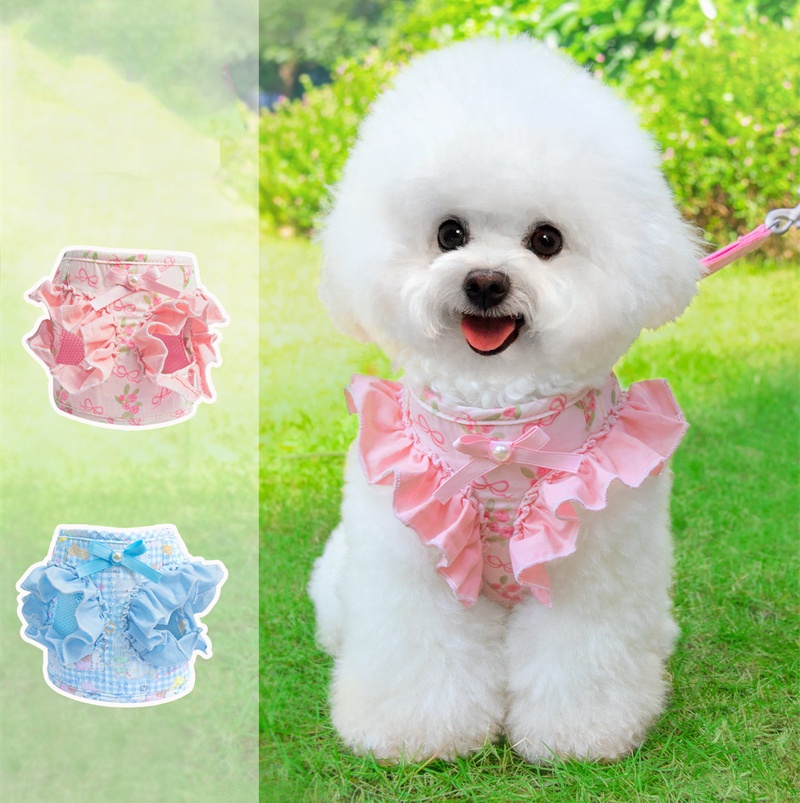 ペット用品、犬用リード、かわいいレースのハーネスリード、調節可能なハーネス、猫用、犬用