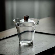 個性的なデザイン 業務用にも使える透明ガラス製蓋碗 緑茶用お茶道具単品