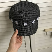 ドット柄 綿麻 カンカン帽 マリンキャップ 夏物 通気性 薄手 小顔効果 花柄 キャップ