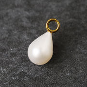 淡水パール チャーム ドロップ【1個】約18mm ステンレス ゴールド トップ 真珠【p-pe339】