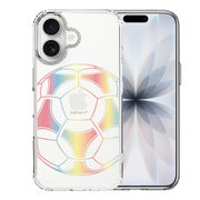 iPhone17 側面ソフト 背面ハード ハイブリッド クリア ケース サッカーボール カラー