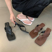 Newタイプついに入荷 通勤する スクエアトゥトング細ピンヒールサンダルフレンチ春夏ワンピース靴