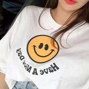 今季マストバイ スマイル柄 コットン半袖Tシャツ