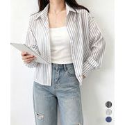ストライプ柄シアーシャツ 大人カジュアル
