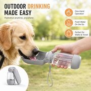 2 in1 ペット給水給食カップ 携帯型お出かけ水筒 犬猫兼用 アウトドア散歩用