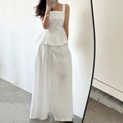 今季マストバイ スクエアネックトップスとワイドパンツのセット