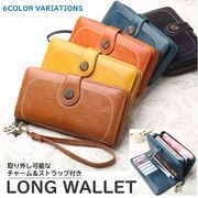財布 長財布 ロングウォレット レディース メンズ ストラップ チャーム ボタン 小銭入れ カードケース
