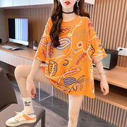 2026新品 夏 韓国風 レディース 半袖 Tシャツ  カジュアル  綿  プリント キャラクター