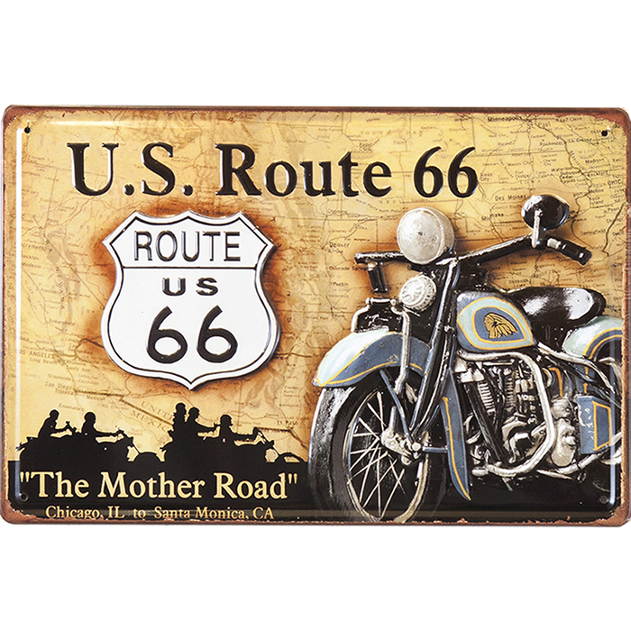 アンティーク メタルエンボスプレート(S)★U.S. ROUTE66 Chicago★