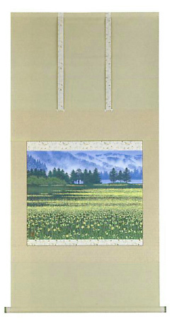 【ご紹介します！信頼の日本製！伝統に培われた技法で製作された床の間を彩る高級掛軸！】湿原の花　原滄月