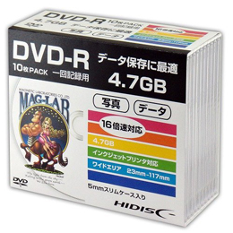HIDISC DVD-R データ用5mmスリムケース10P HDDR47JNP10SC