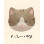 【ご紹介します！信頼の日本製！ほっこりかわいい！　(小)猫のかおマグネット(6種)】E.グレートラ猫