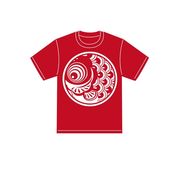 Tシャツ 丸鯉白print 赤地 M 178821