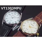 VITAROSOメンズ腕時計　PUレザーベルト　日本製ムーブメント　見やすい文字盤