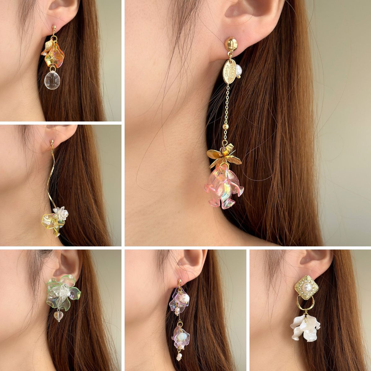 国内即納】ペタル花びらチャーム ピアス イヤリング アクリルパーツ