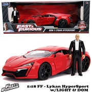 JADATOYS 1:18 ワイルドスピードダイキャストカー LYKAN HYPERSPORT w/LIGHT & DOM