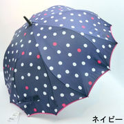 【雨傘】【長傘】シームレス（一枚張り）耐風骨ドットプリント柄ジャンプ傘