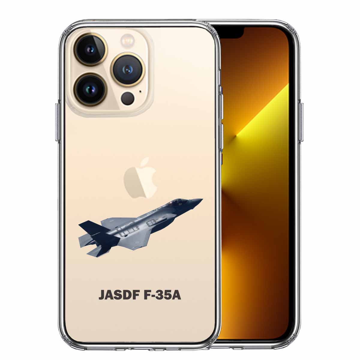 iPhone13 Pro 側面ソフト 背面ハード ハイブリッド クリア ケース 航空自衛隊 F-35A 戦闘機