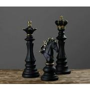 チェス 置物 3個セット ナイト キング クィーン 【ブラックorホワイト】