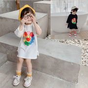 お勧め 春新作 韓国風子供服 女の子3-8歳 プルオーバー 花柄上着 ロングTシャツ ワンピ 7-15