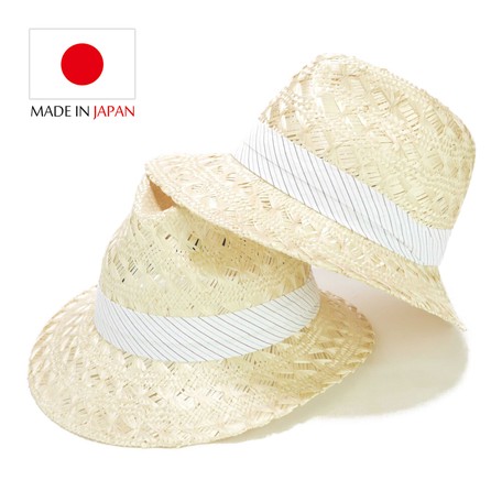 　日本製ケンマ草ストライプ帯マニッシュ中折　ヤング帽子
