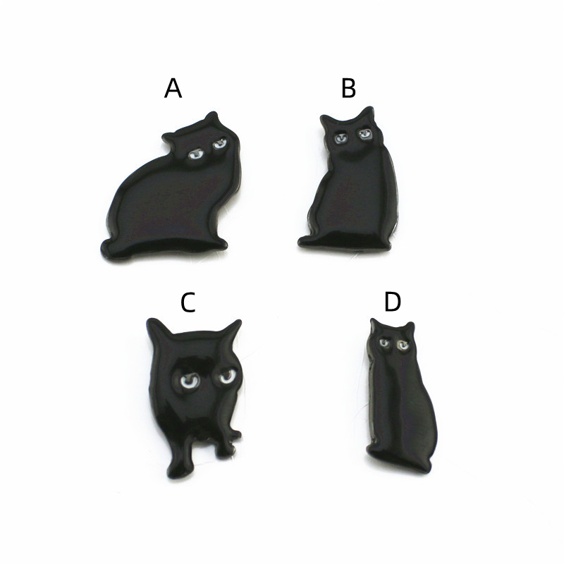 黒猫・チェコガラスブローチ★ヴィンテージ・猫・★ブラック★アンティーク★ マンクスキャット ブローチ
