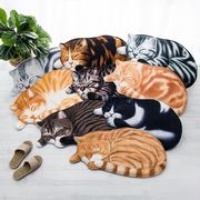 ラグマット 猫柄 カーペット ラグ ソフト 足触り カーペット 滑り止め付 敷物 寝る猫