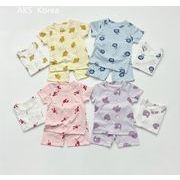 韓版 子供 スーツ 2022夏 男女 赤ちゃん 薄綿 可愛い 半袖Tシャツ部屋着 パジャマスーツ