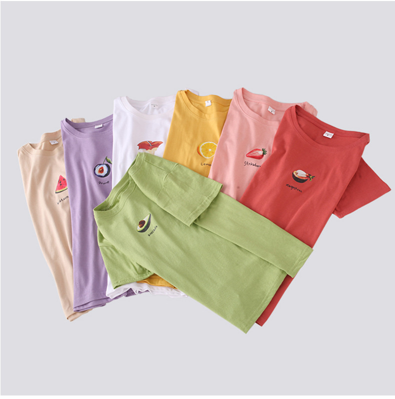 カラーフルーツシリーズ 半袖Tシャツ 夏の人気 レディース半袖 シャツ