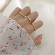 指輪　リング　パール　3点セット　アクセサリー　韓国ファッション　