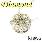 1-2202-33020 ADM  ◆ K18 ホワイトゴールド フラワー ペンダント＆ネックレス ダイヤモンド 0.20ct