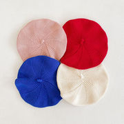 お勧め 春夏新作 韓国風男女 子供帽子 3ヶ月-3歳幼児 ベビー帽子 ニット帽 ベレー帽 編みキャップ 4色