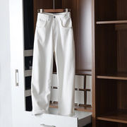 雑誌やSNSで話題 韓国ファッション 足首を開く九分丈パンツ デニム ウォッシュドカフ付き ロングパンツ