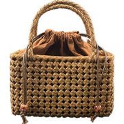 四角編み　巾着　山葡萄かごバッグ　籠バッグ　手作り　天然素材
