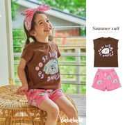 22韓国語版のバブルドッグパターン子供用スーツ男の子と女の子の夏のTシャツスーツ子供用夏のスーツ