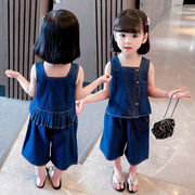 【2022年夏新作】韓国子供服　シャツ+ショットパンツ　セットアップ　デニム　90#-130#
