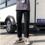 人気のあるデザイン 韓国ファッション ジーンズ 夏 破れ ストレート スキニーパンツ 九分丈パンツ