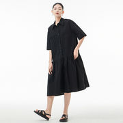 初回送料無料夏の半袖薄いスプライシングシャツプリーツスカートワンピース人気商品ドレス
