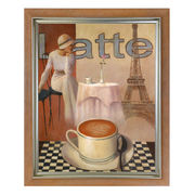 「Latte/パリ」イラスト入り額縁 カーキステイン 壁掛け